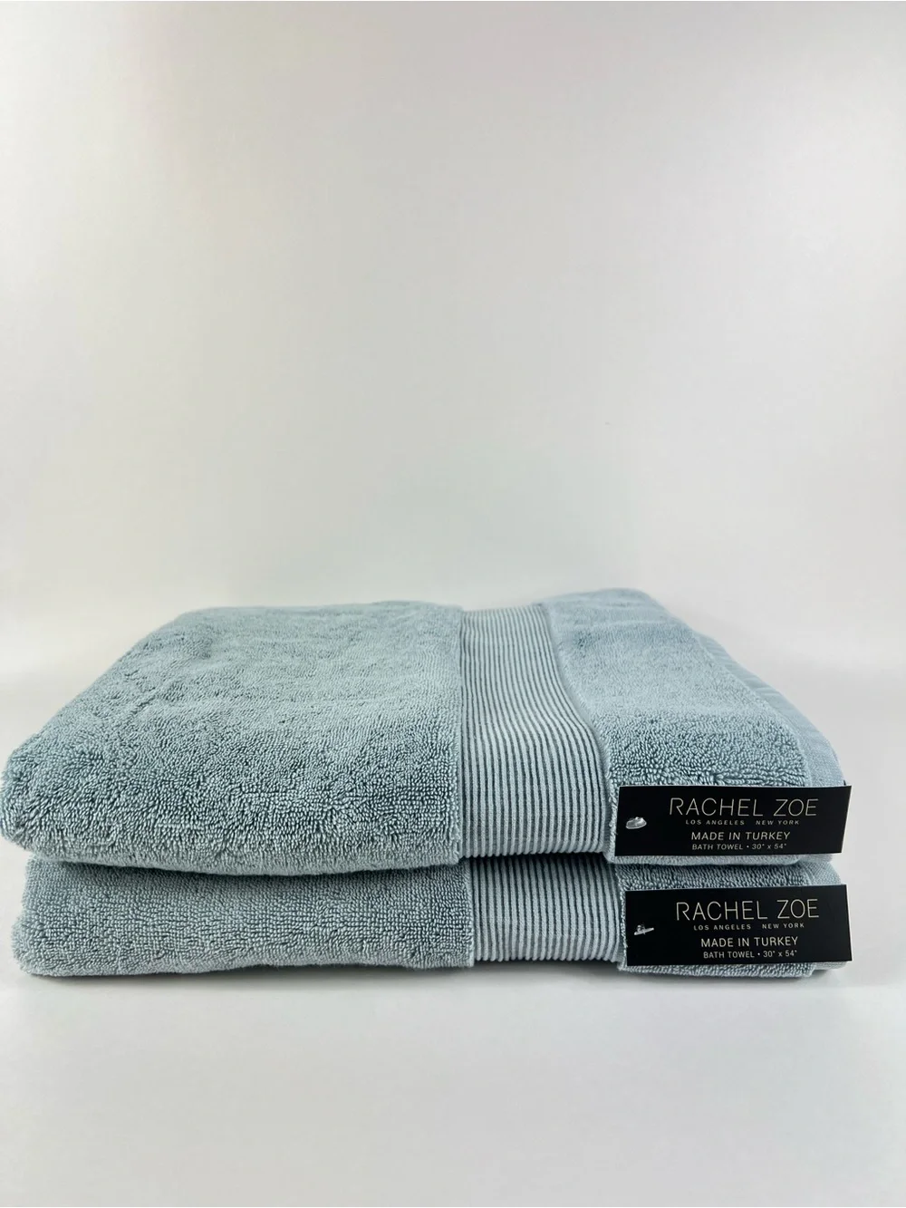 Rachel Zoe Bath Towel Set Light Blue Plush 100% Cotton Made in Turkey 9 Pc NEW